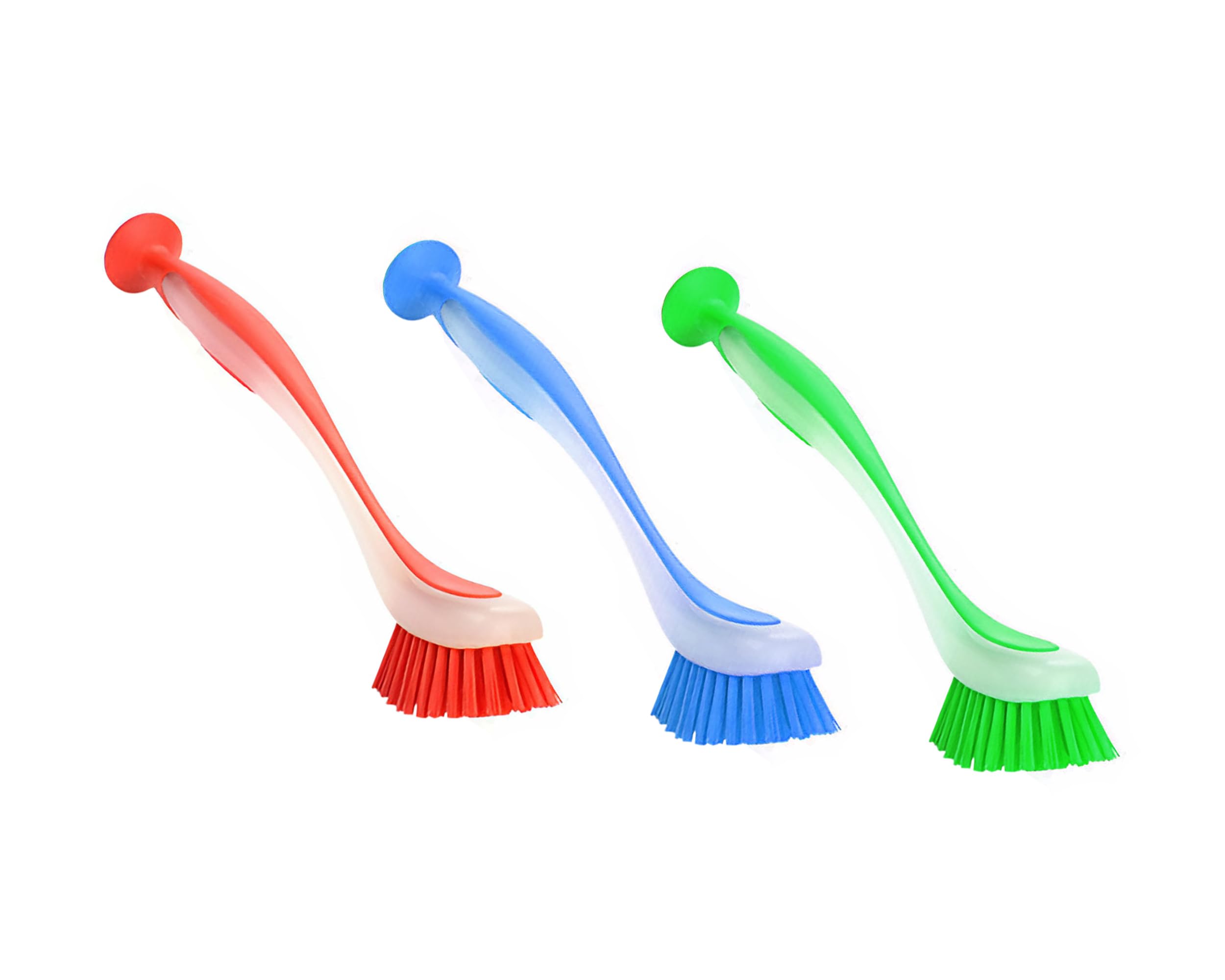 Zuvo Kitchen Scrub Brush - Long Handle with Suction Cup | Durable PET Bristles | Pack of 3 1