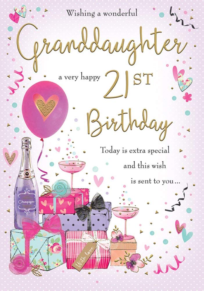 Piccadilly Greetings Traditional Age 21 Birthday Card for Granddaughter | 10 x 7 Inches