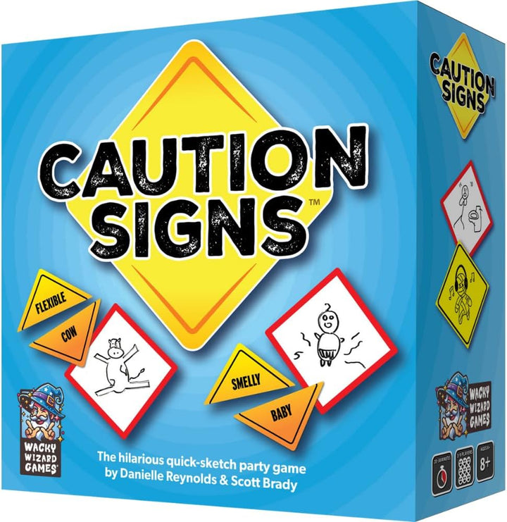 Wise Wizard Games Caution Signs - Fast-Paced Party Board Game for 3-9 Players