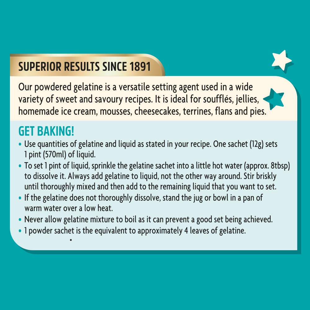 Dr. Oetker Gelatine Sachets, 3 x 12g - Powdered Beef Gelatine Setting Agent 9