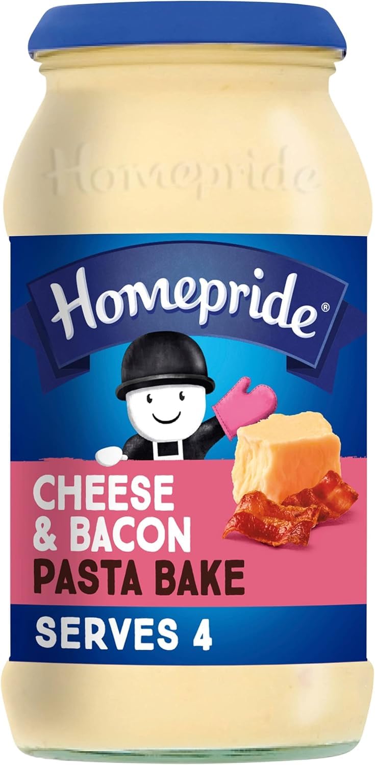 Homepride Cheese & Bacon Pasta Bake Sauce - Creamy Oven Bake Ready | 485g Jar
