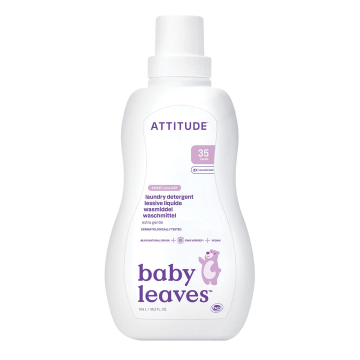 ATTITUDE Baby Laundry Detergent Liquid - Sweet Lullaby Scent, EWG Verified, Naturally Derived, Vegan, HE Compatible, 1.04 L (35 Loads)