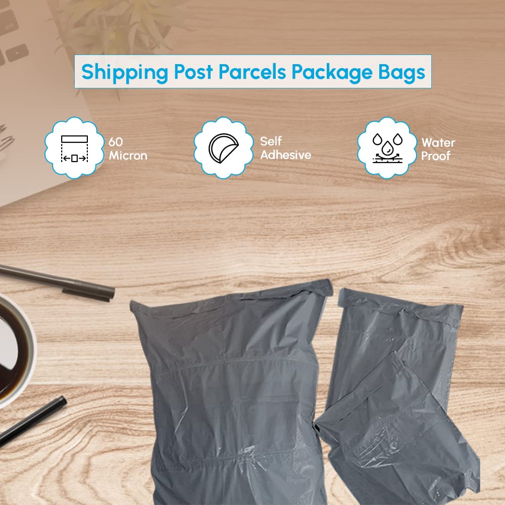 1ABOVE Grey Poly Postal Mailing Bags - 50 Pack | 12x16 Inch | Water Resistant & Tear-Proof 3