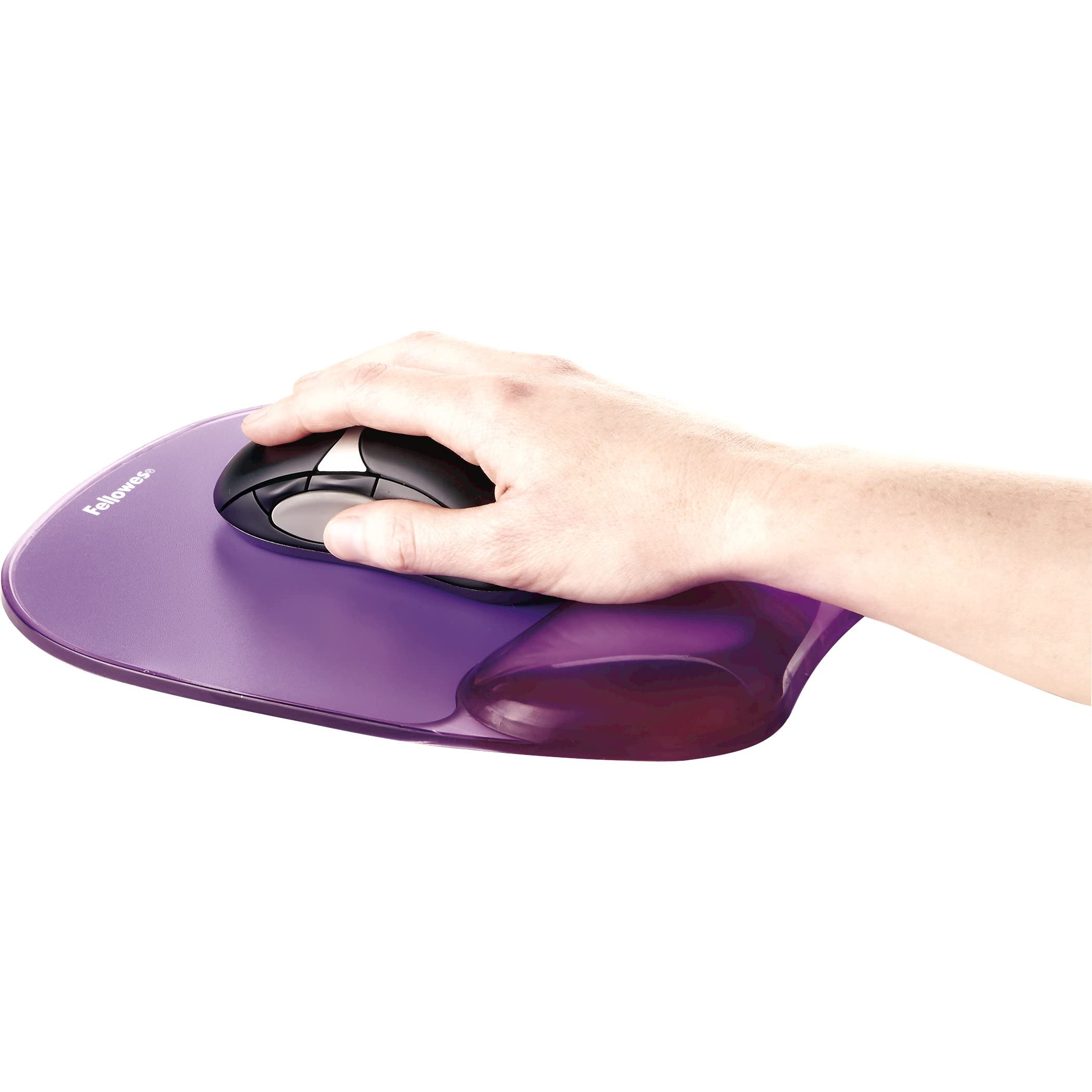 Fellowes Crystals Gel Mouse Mat with Wrist Support | Stain Resistant | Non-Skid Backing | Purple 4