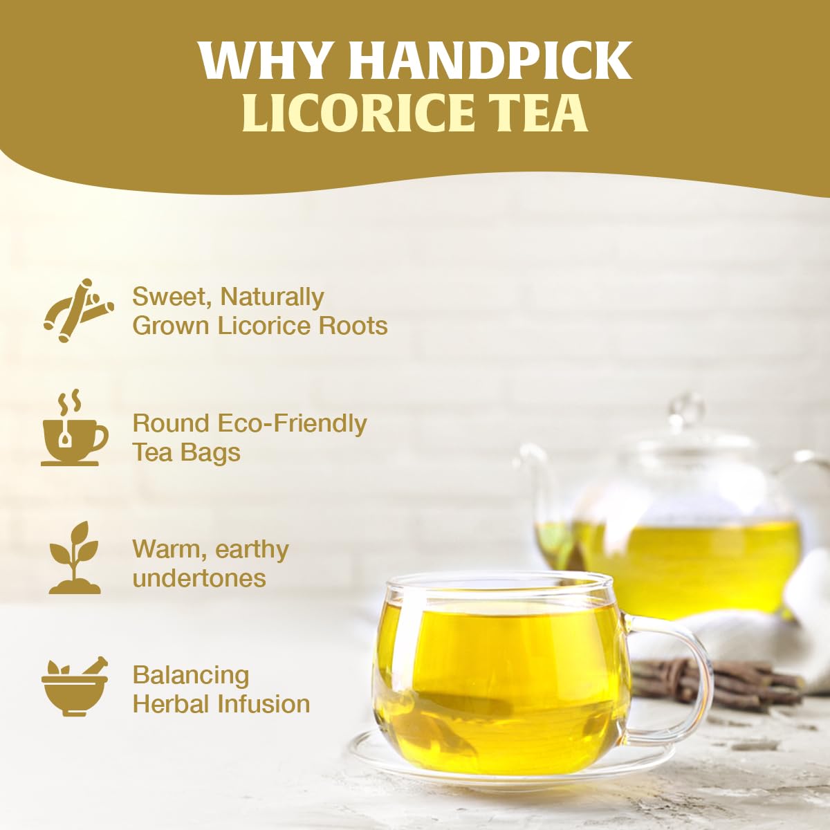 HANDPICK Licorice Root Herbal Tea Bags - 50 Count, 2g Each | Caffeine-Free, Non-GMO 3