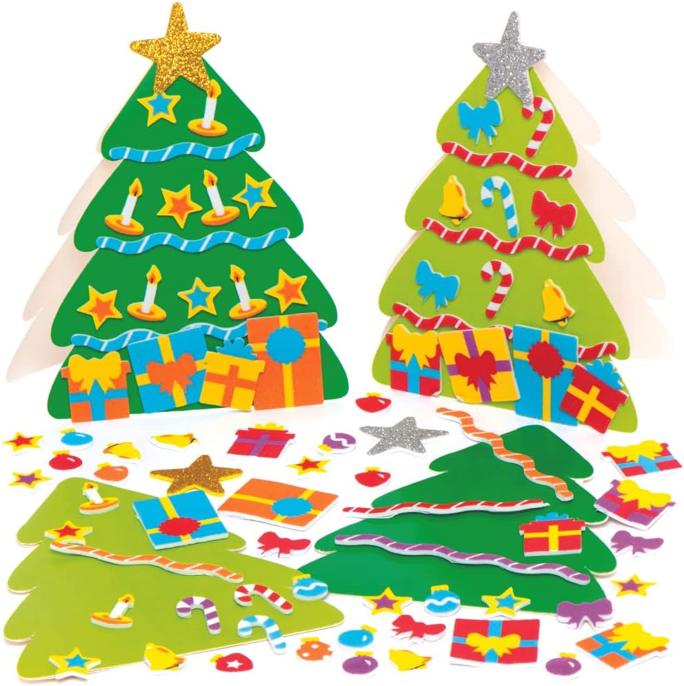 Baker Ross - AX594 Christmas Tree Mix & Match Card Kits (Pack of 6) 1