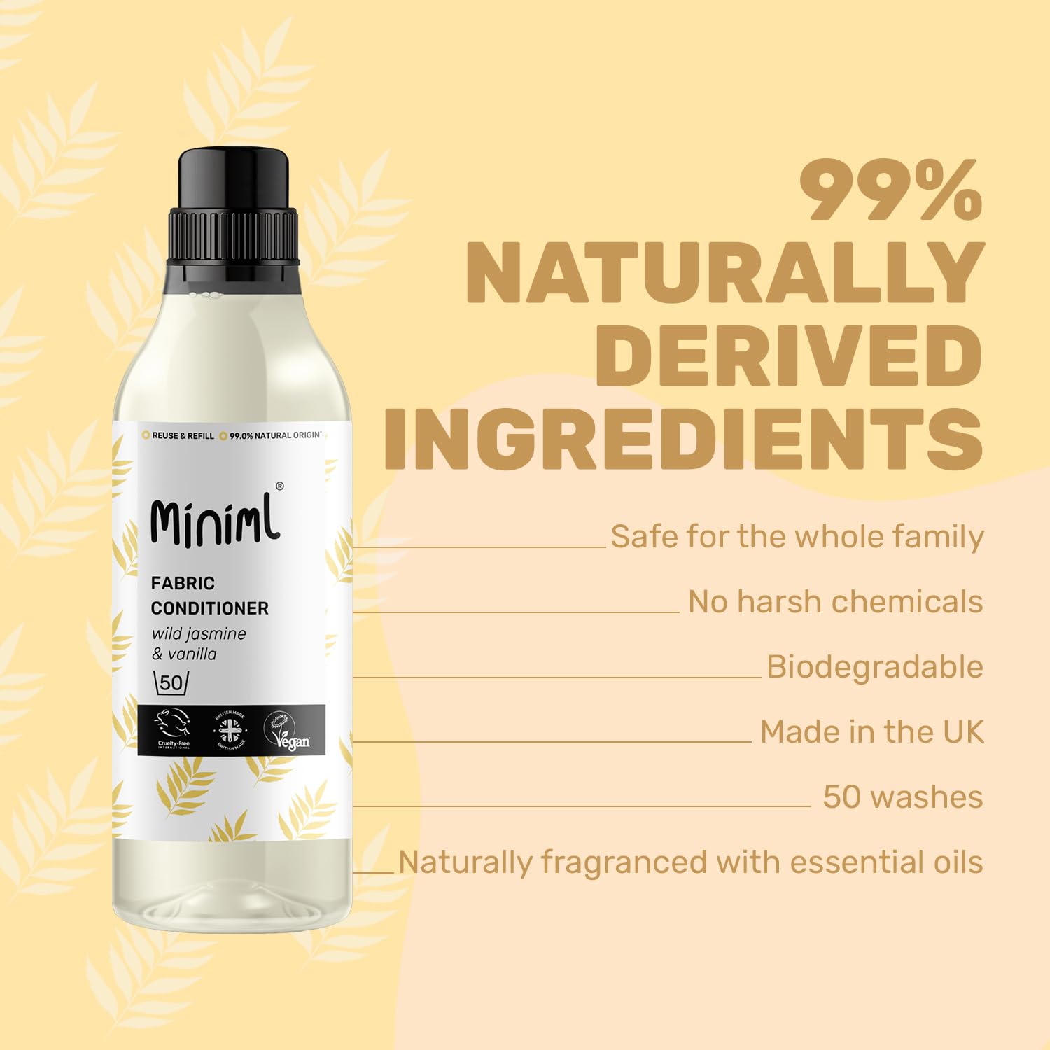 Miniml - Fabric Softener & Conditioner 1L Bottle - Wild Jasmine & Vanilla 2