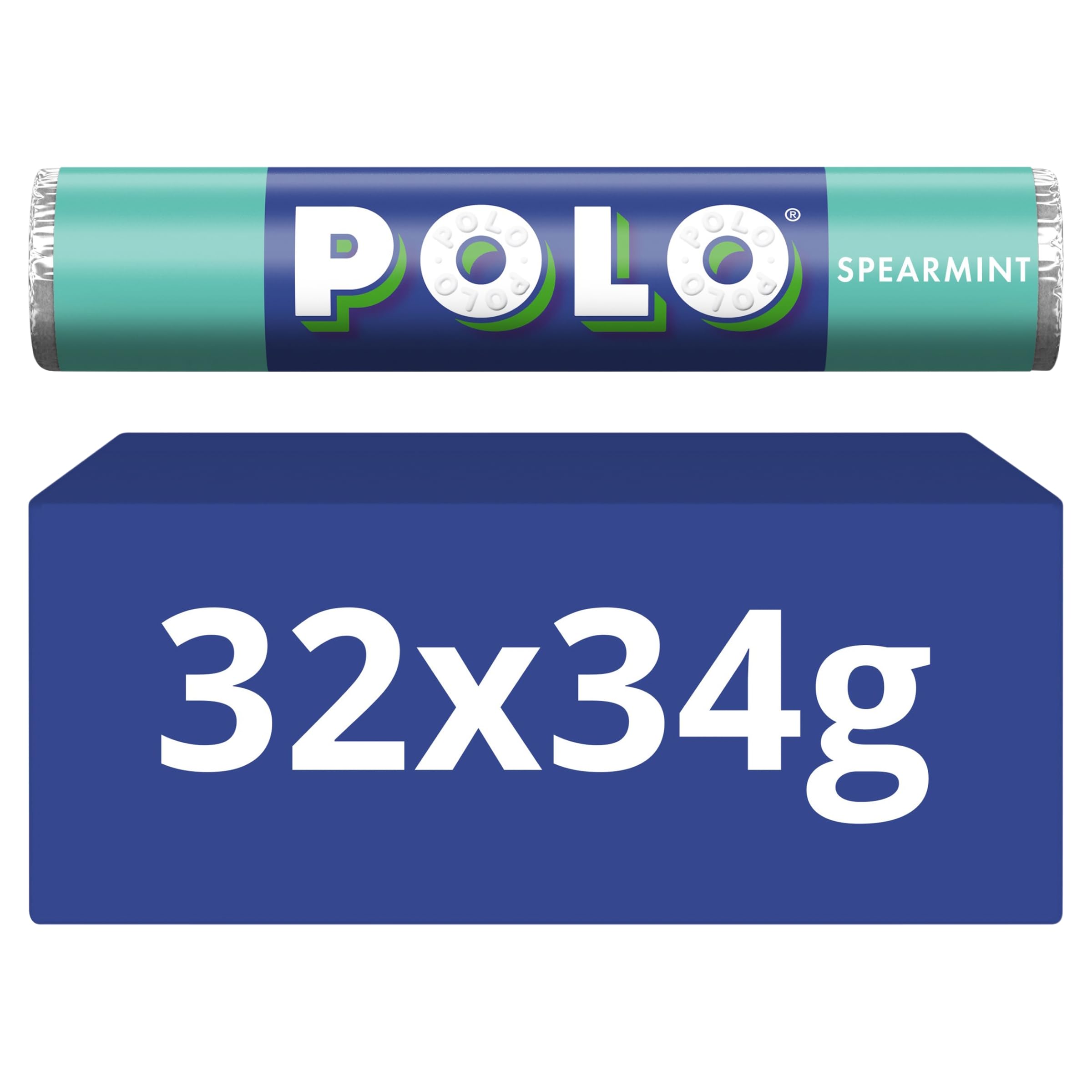 Polo Spearmint Mints Tubes - Refreshing Spearmint Flavor | 32 Tubes of 34g 1