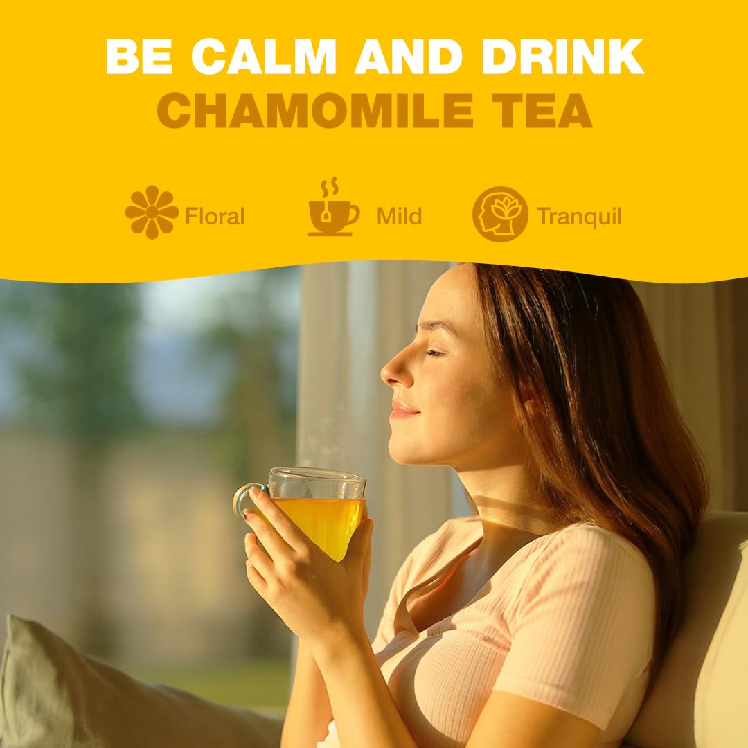 HANDPICK Chamomile Tea Bags (100 Herbal Tea Bags) Caffeine Free | Floral