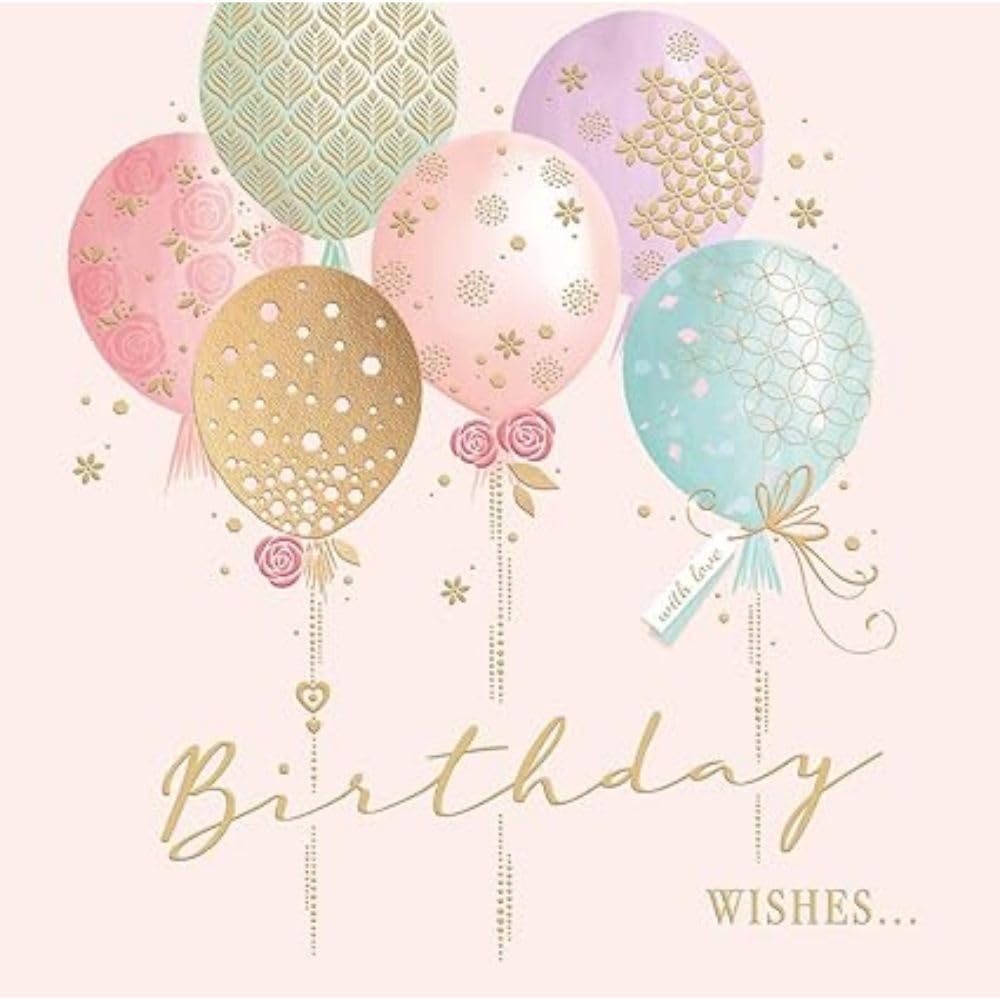 Piccadilly Greetings Modern Luxury Birthday Card - Pastel Balloons | 160mm Square 1