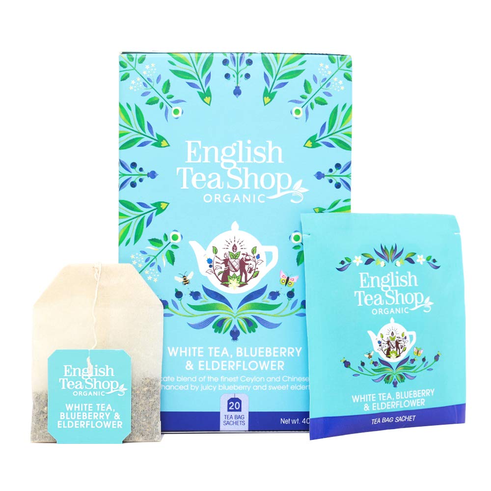 English Tea Shop Organic White Tea with Blueberries & Elderflowers - Super Tea 40g 1