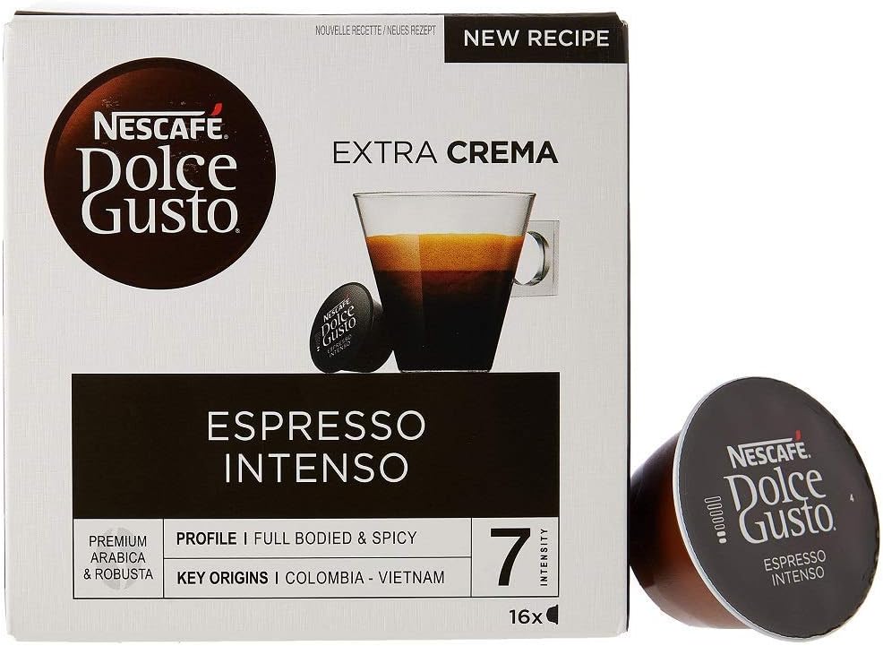 NESCAFE Dolce Gusto Espresso Intenso Coffee Pods - 48 Capsules (3 Boxes of 16)