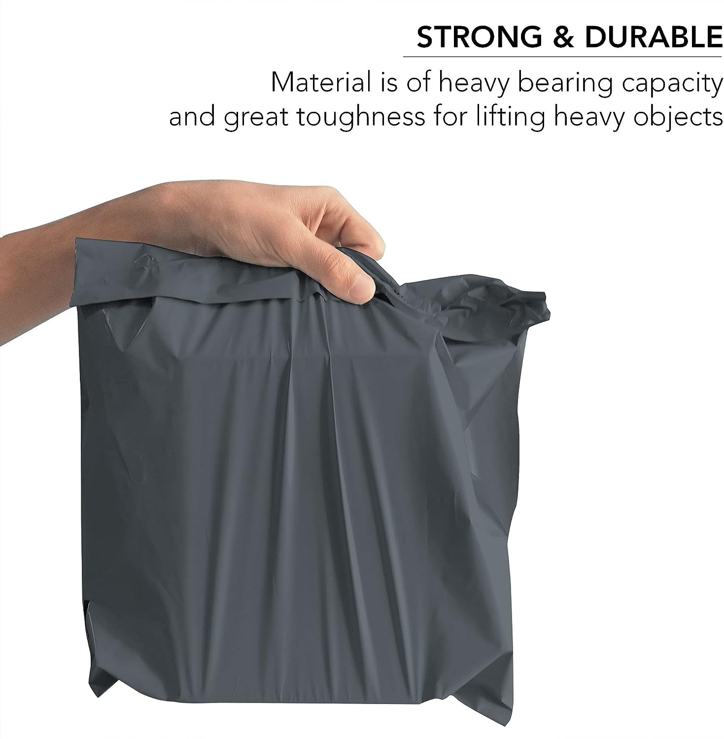 YUNJU 60 Mixed Size Grey Plastic Mail Bags - Self-Seal, Opaque, Waterproof | 4 Sizes Included 3