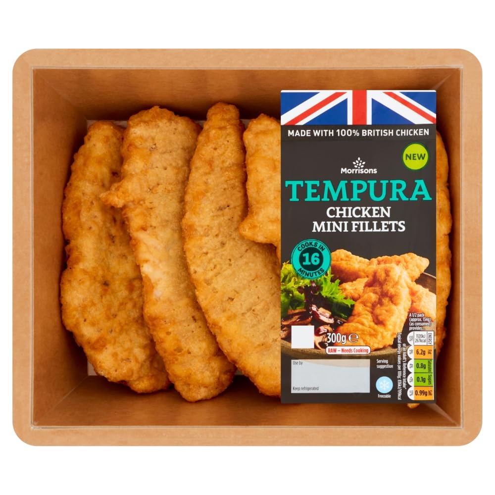 Morrisons Tempura Chicken Mini Fillets - Breaded Poultry, 300g Pack