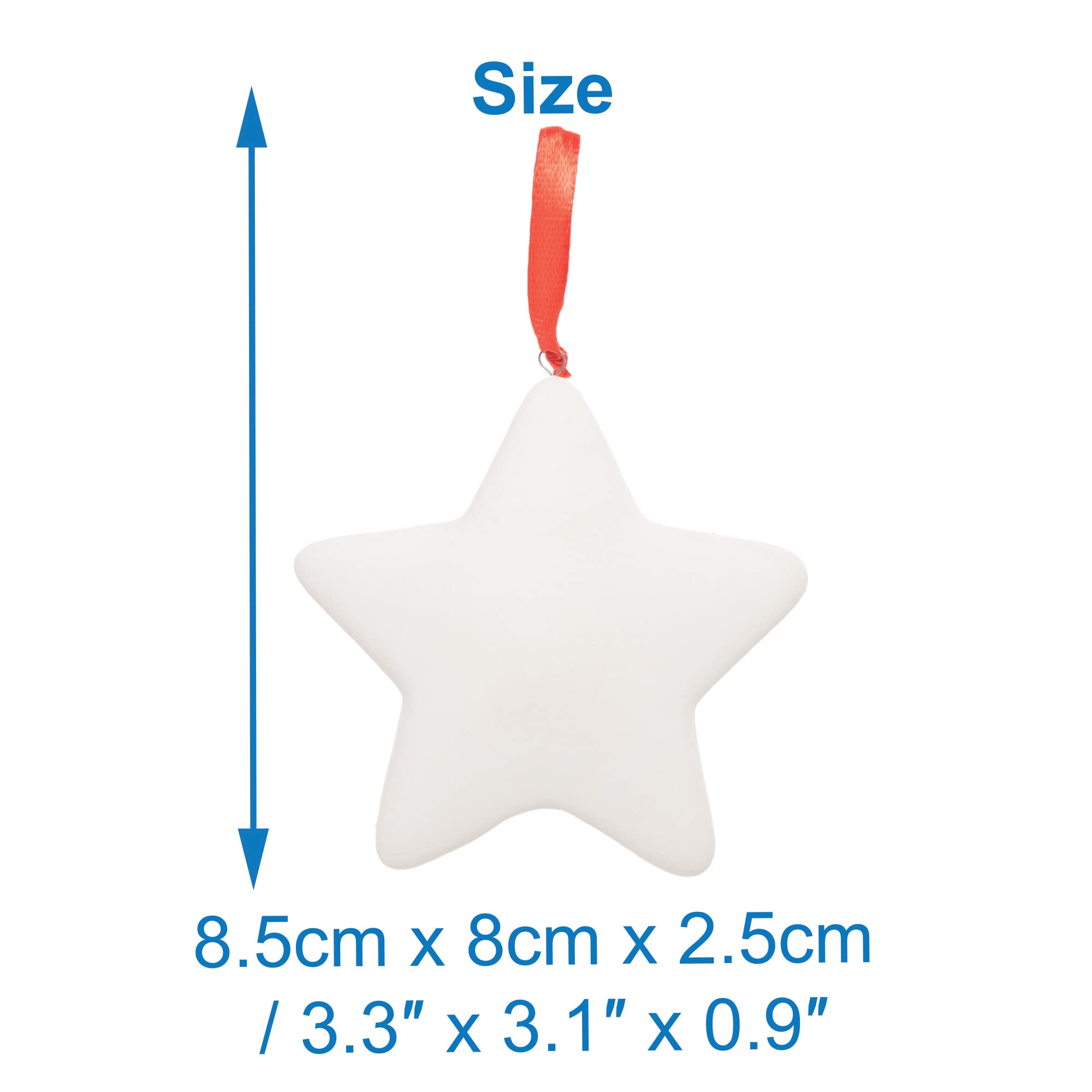 Baker Ross FC109 Christmas Star Ceramic Baubles - Pack of 4, Make Your Own Craft Kit
