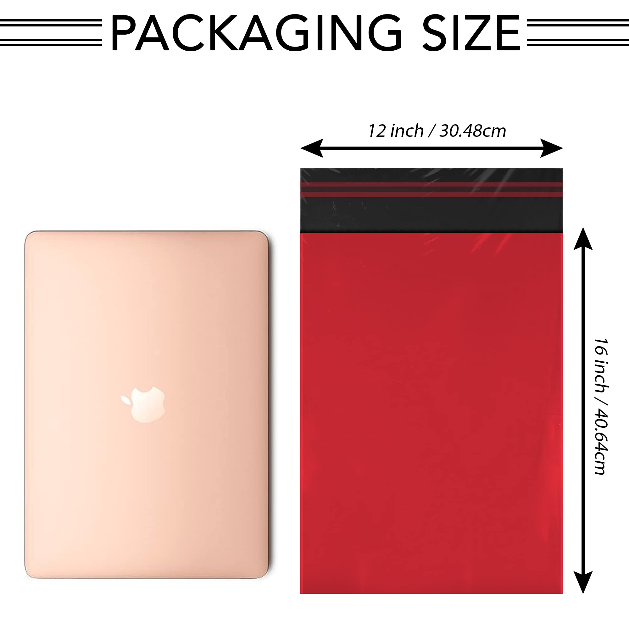 iSOUL Strong Large Mailing Postal Bags - 100 Pack | 12 x 16 Inch | Red | Water Resistant 5