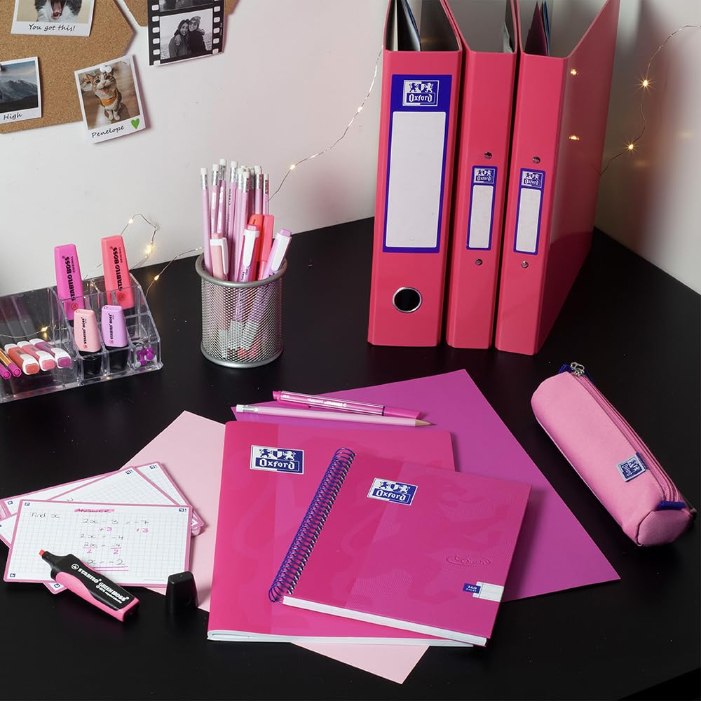 Oxford Premium A4 Lever Arch File, Pink Single Folder, Heavy Duty 4