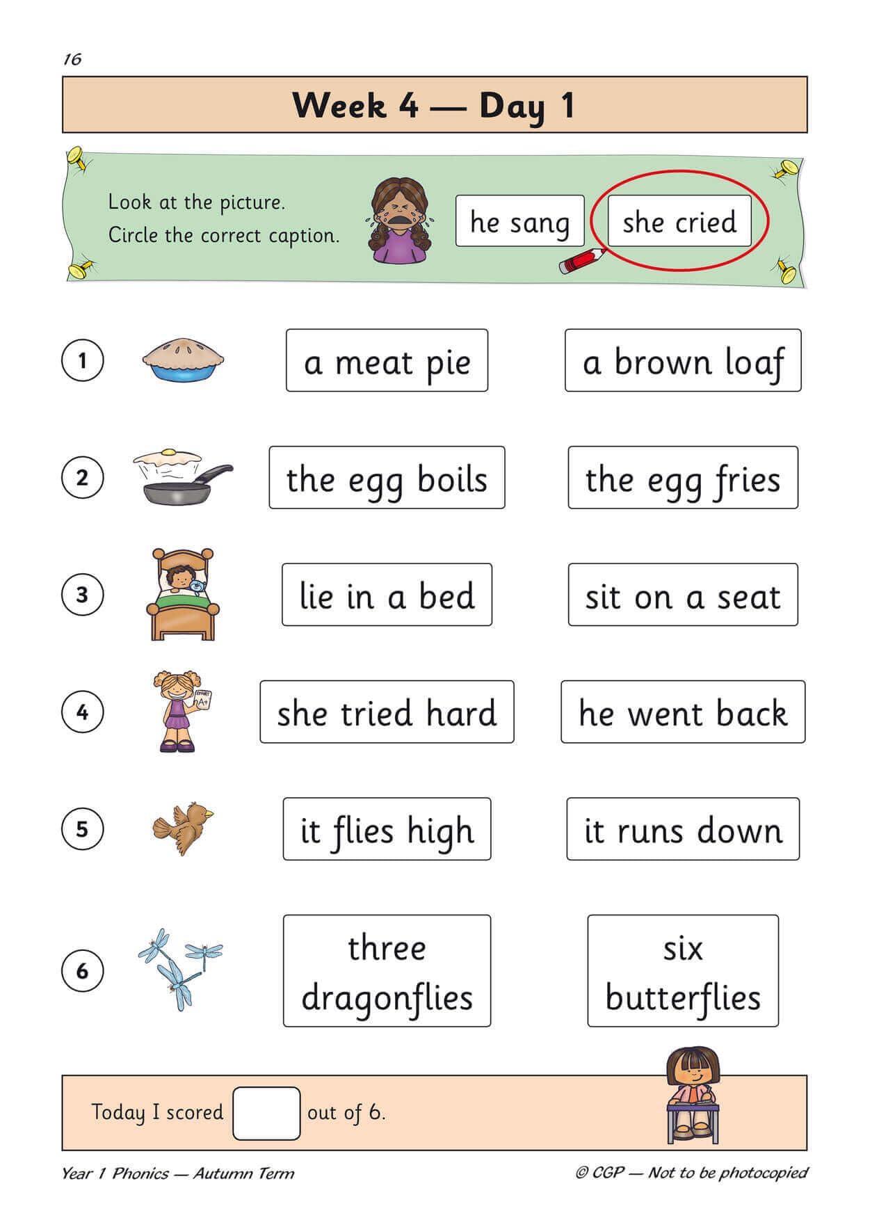 CGP Year 1 Daily Practice Book - Phonics Study Aid for Autumn Term | Ages 5-6 | Paperback 7