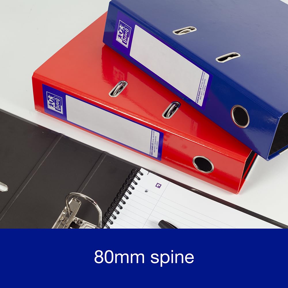 Oxford A4 Lever Arch File - 70mm Spine, 560 Sheet Capacity | Pack of 3 Assorted Colours 4