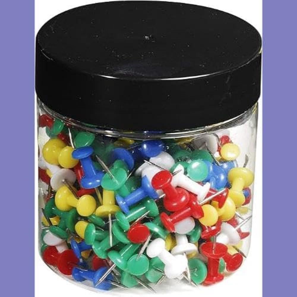 Exacompta Push Pins - 200 Pack | 7mm Height x 10mm Width | Nickel Alloy 4