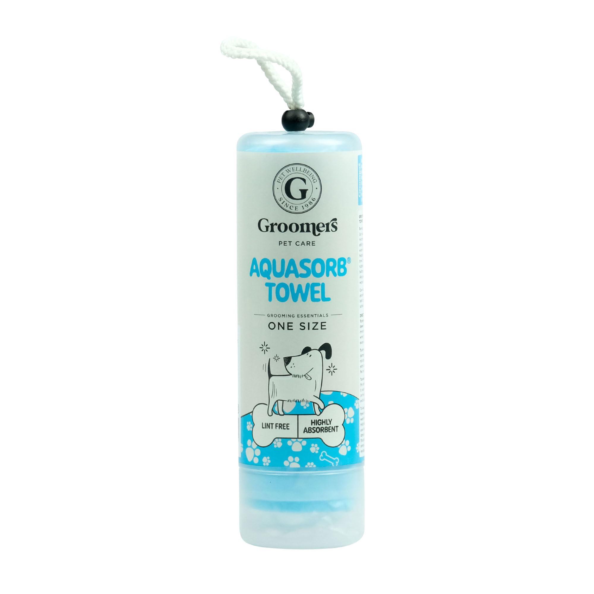 Groomers Aquasorb Absorbent Chamois - Medium Blue Pet Towel | Microfibre | Reusable