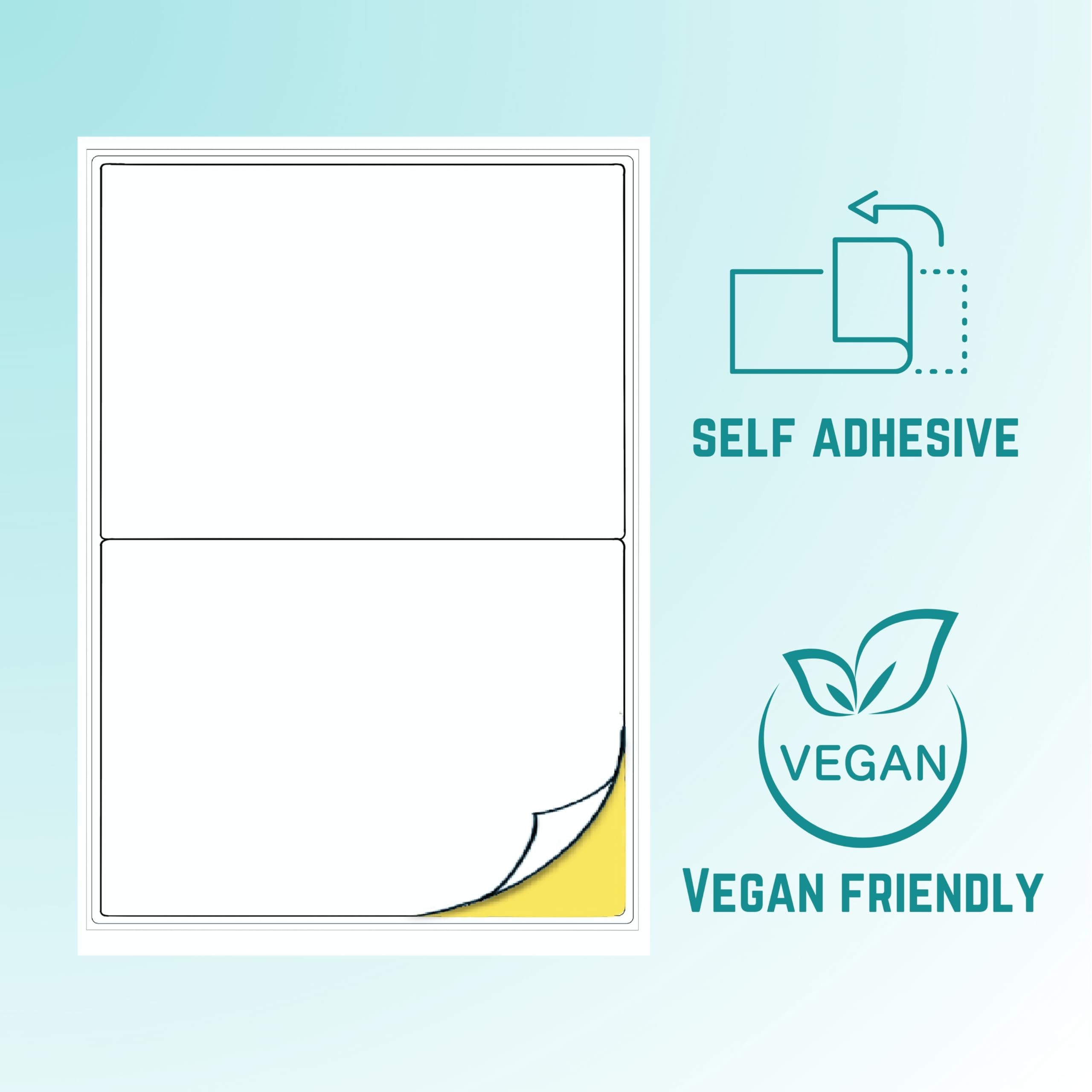 Double Dragon A4 Printer Labels - 100 Sheets, 2 Labels Per Sheet | Matte White Finish | L7168/J8168 Compatible 3