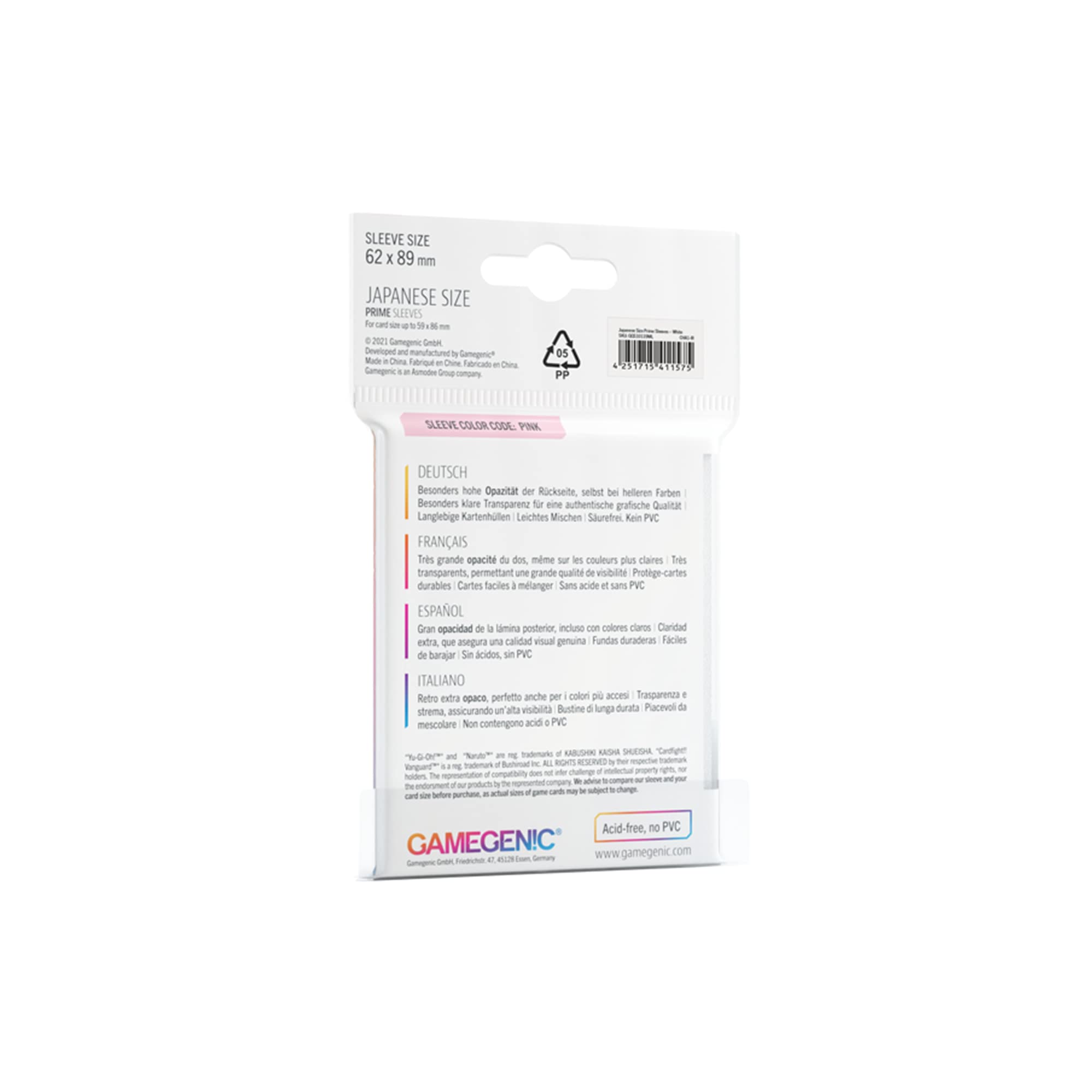 Gamegenic Prime Kartenhüllen in japanischer Größe 62 mm x 89 mm | 60er-Pack | Weiß | für Yu-Gi-Oh!, Naruto, Cardfight!! Vanguard 3