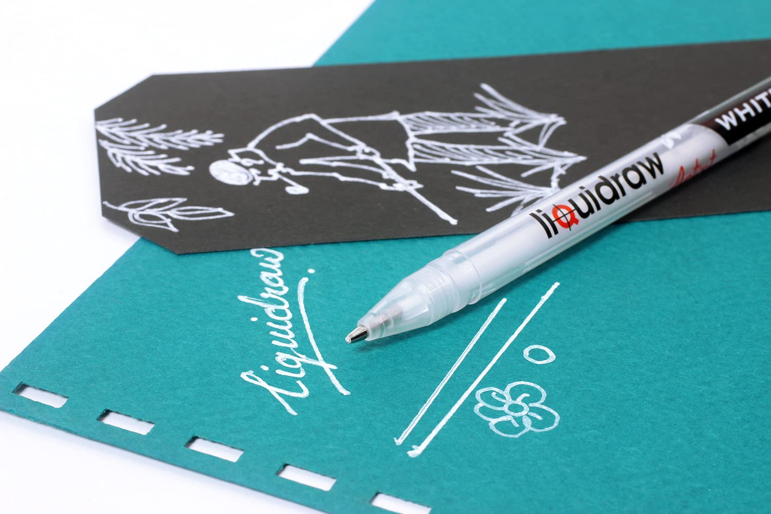 Liquidraw White Gel Pens - Set of 3 | 0.8mm Fine Point | Refillable for Artists & Crafts 3