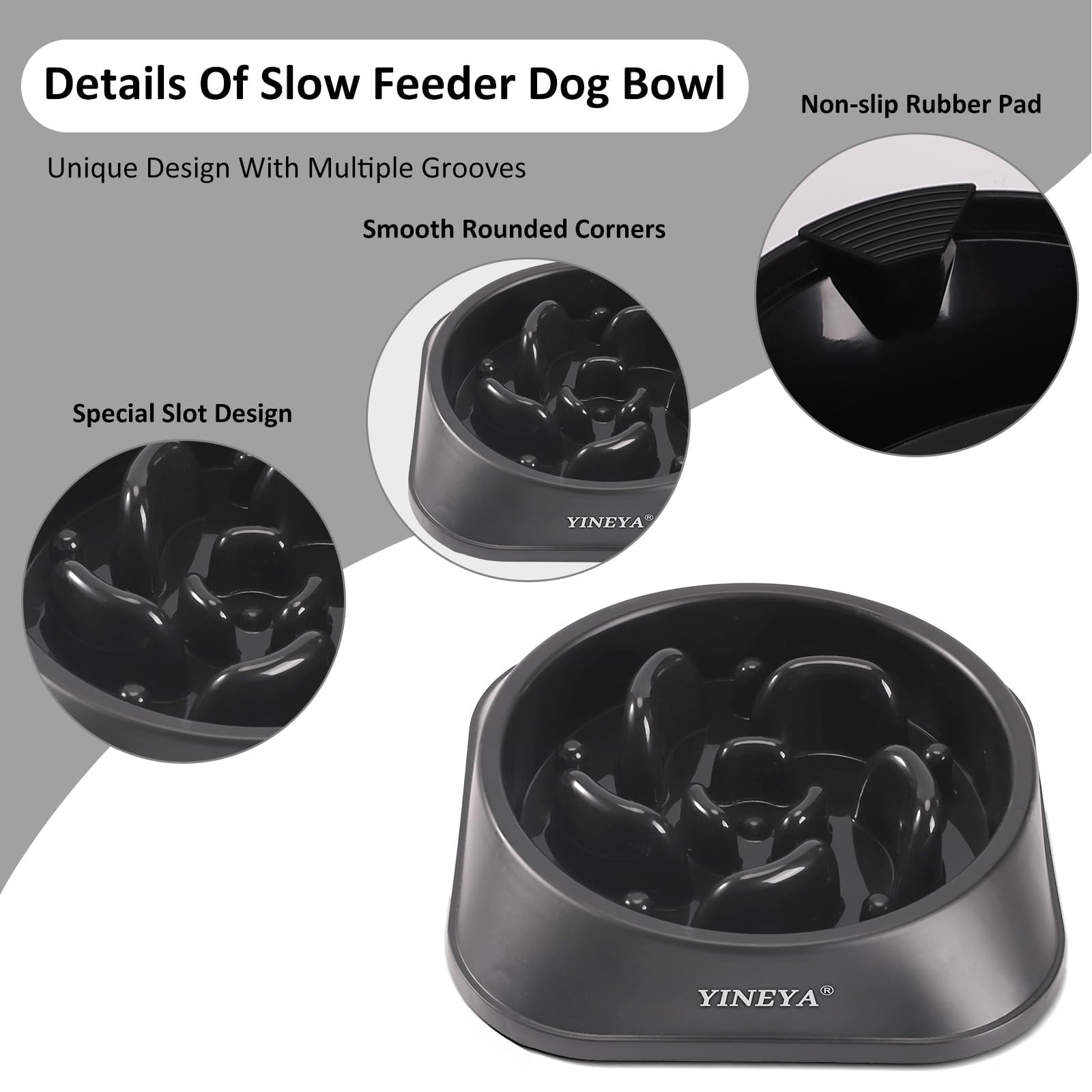 YINEYA Slow Feeder Dog Bowl - Prevents Choking & Bloat | Medium/Small Breed | Polypropylene 4