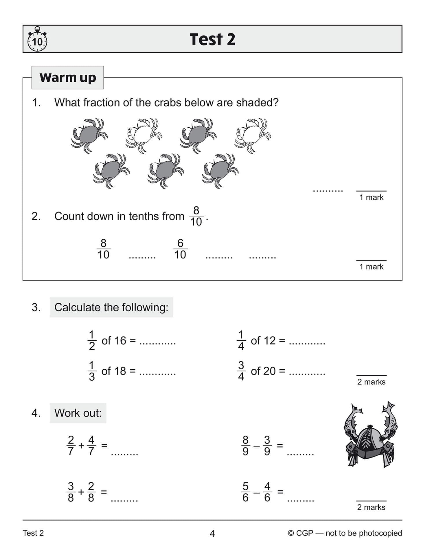 CGP Books New KS2 Maths 10-Minute Tests: Fractions & Decimals - Year 4 | Ages 8-9 | 32 Pages 4