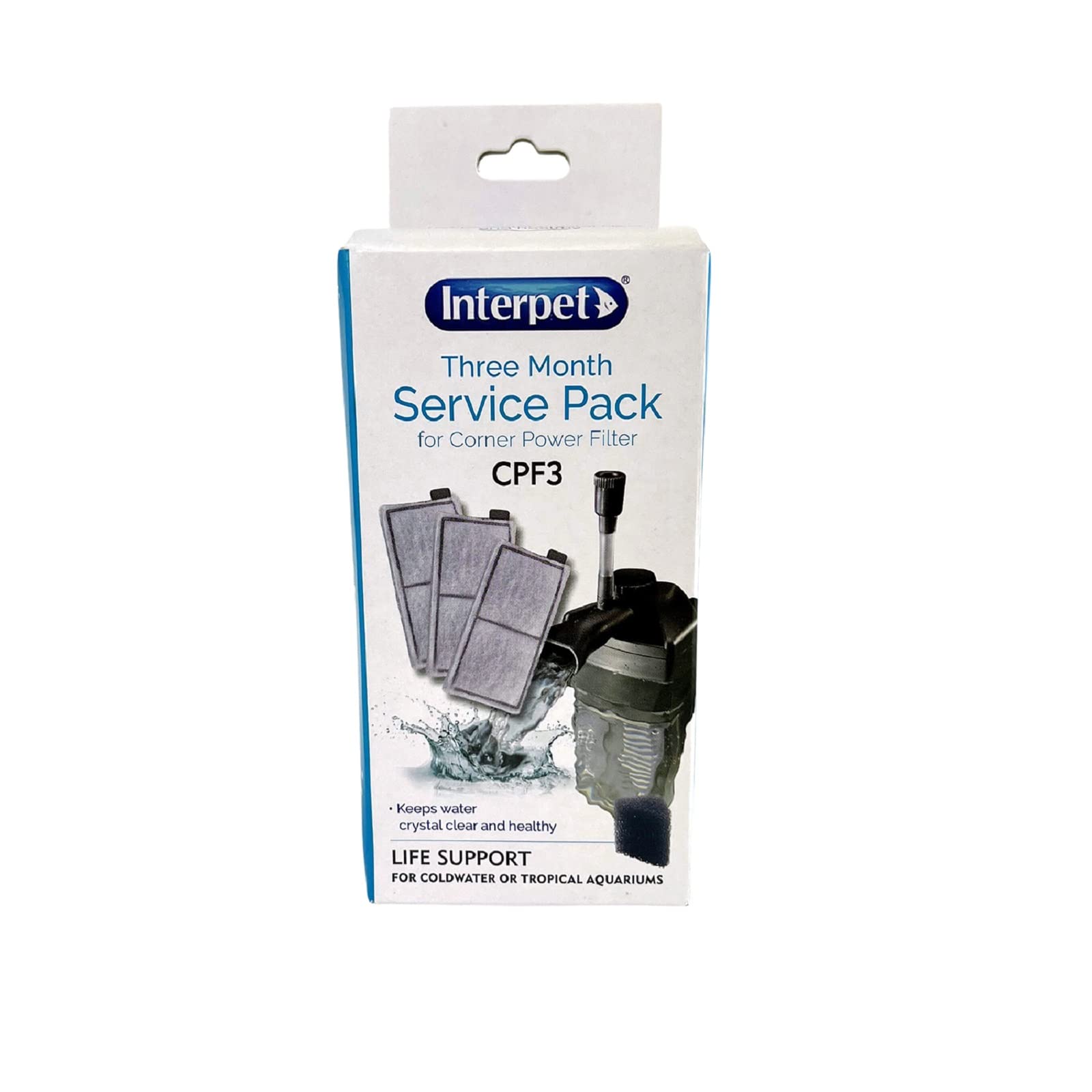 Interpet Internal Corner Power Filter CPF3 Service Pack - 3 Cartridges & 1 Sponge | For Coldwater/Tropical Aquariums