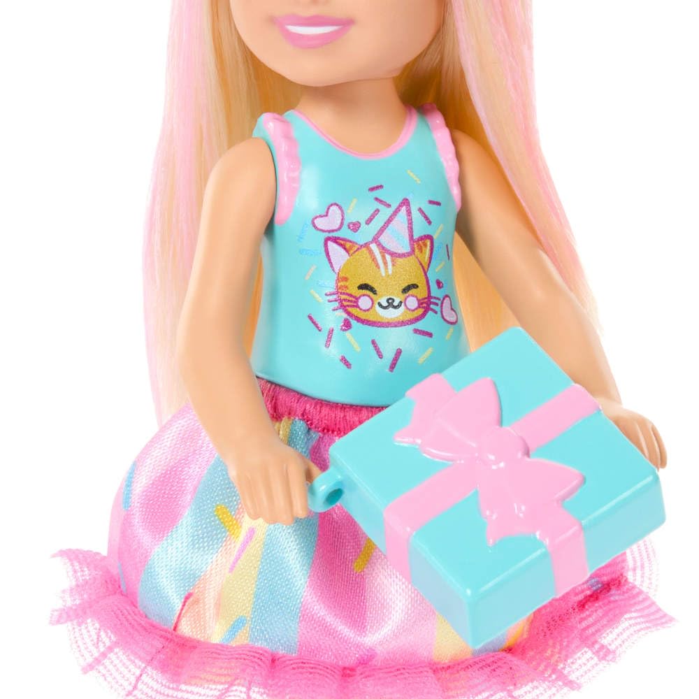 Barbie Club Chelsea 6-Inch Birthday-Themed Doll with Pink-Streaked Hair & Party Accessories 11