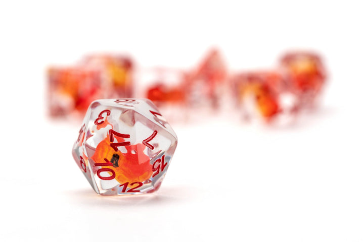 Metallic Dice Games Dragon StormTM FanRoll Red Resin Dice Set