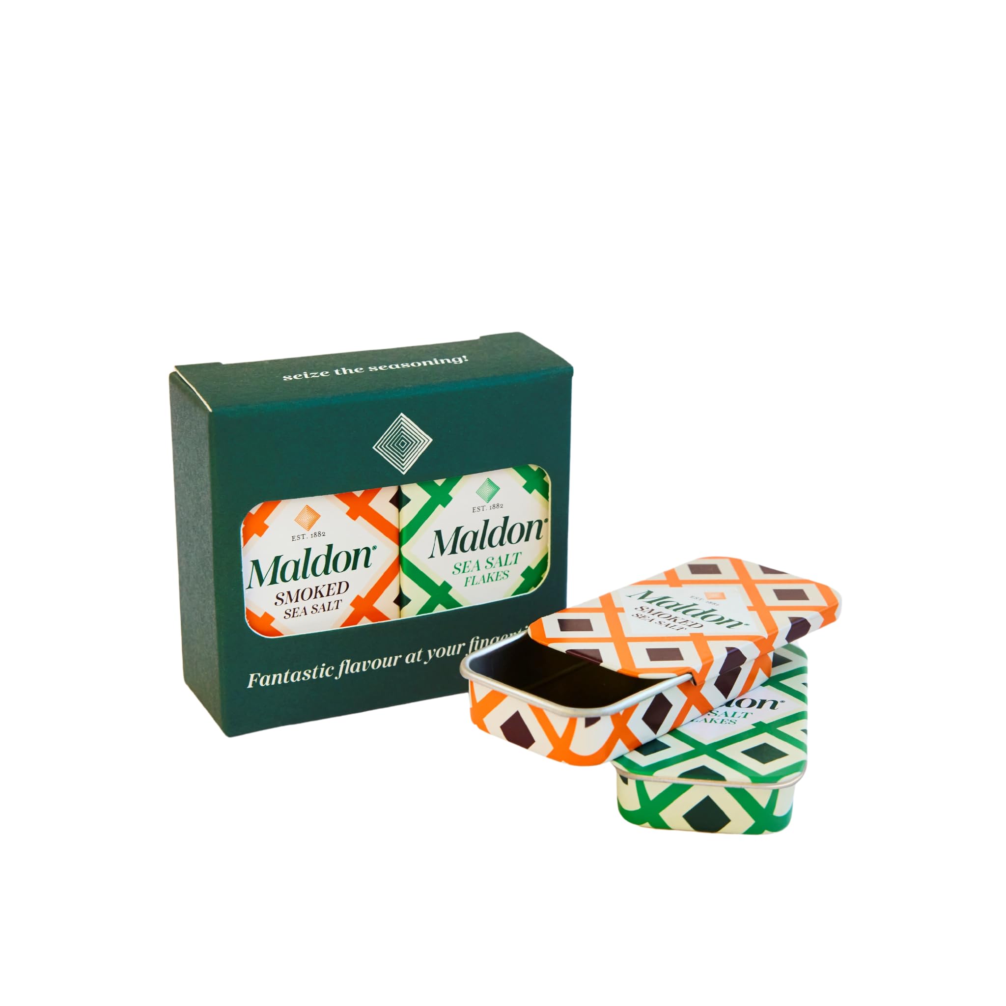 Maldon Salt - Pinch Tin Set - 2 Original Sea Salt Tins & 2 Smoked Sea Salt Tins 1