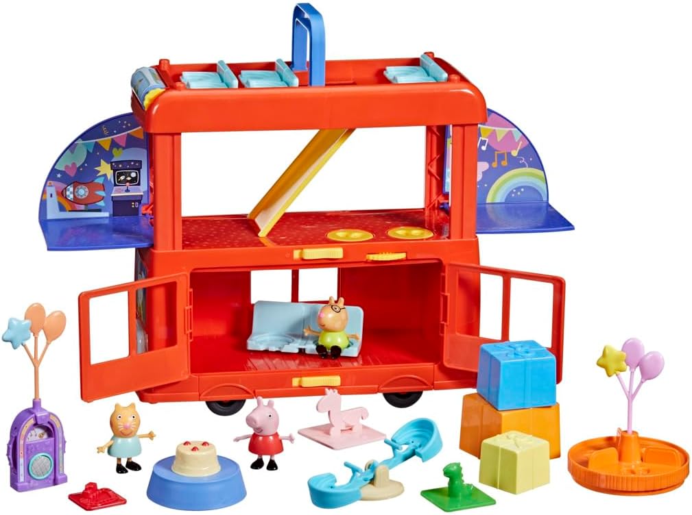 Peppa Pig Peppa’s 2-in-1 Party Bus Playset - 3-Floor Interactive Playset for Ages 3+ 1