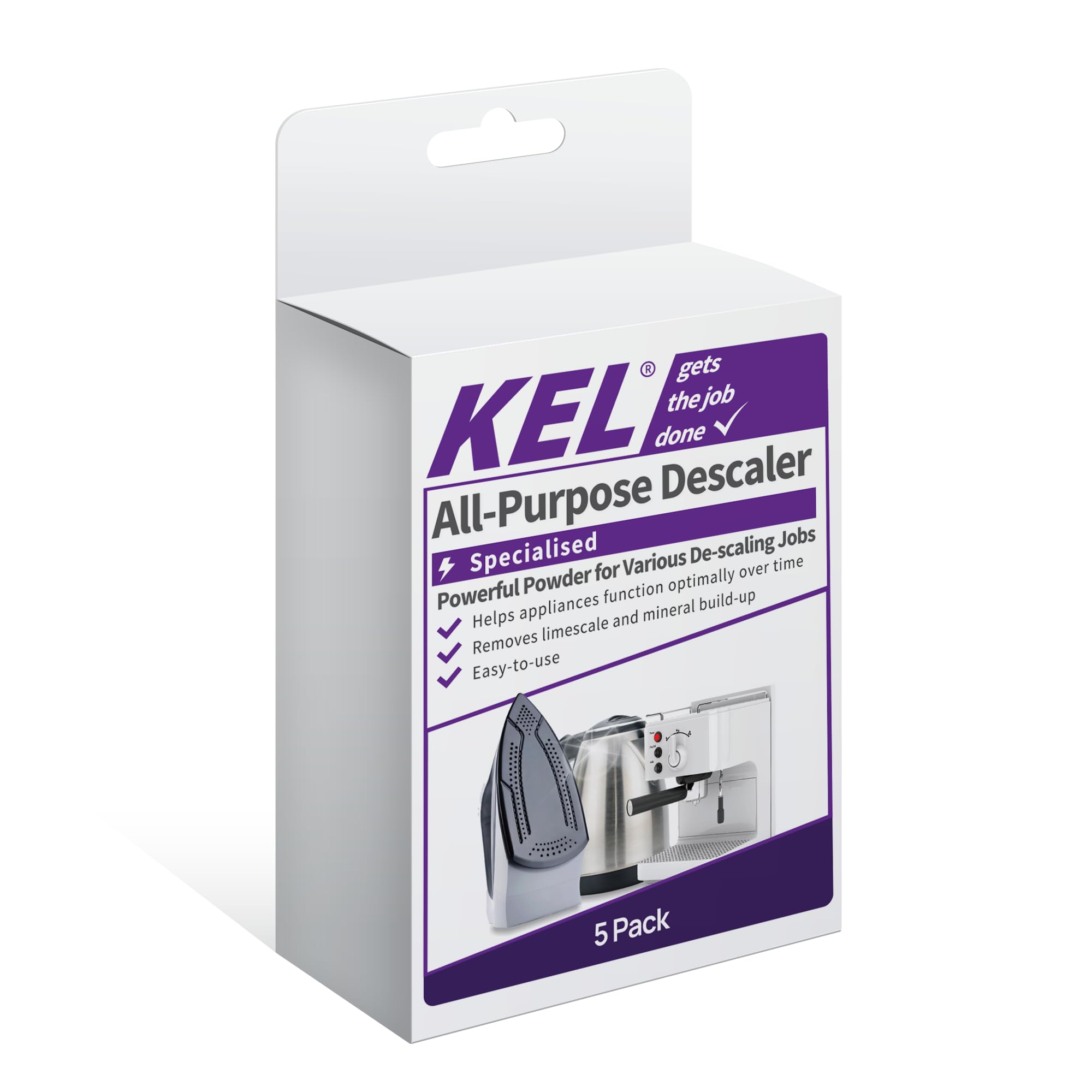 KEL All Purpose Descaler Sachets - 5x 50g Sachets for Kettles, Coffee Machines & Taps 1