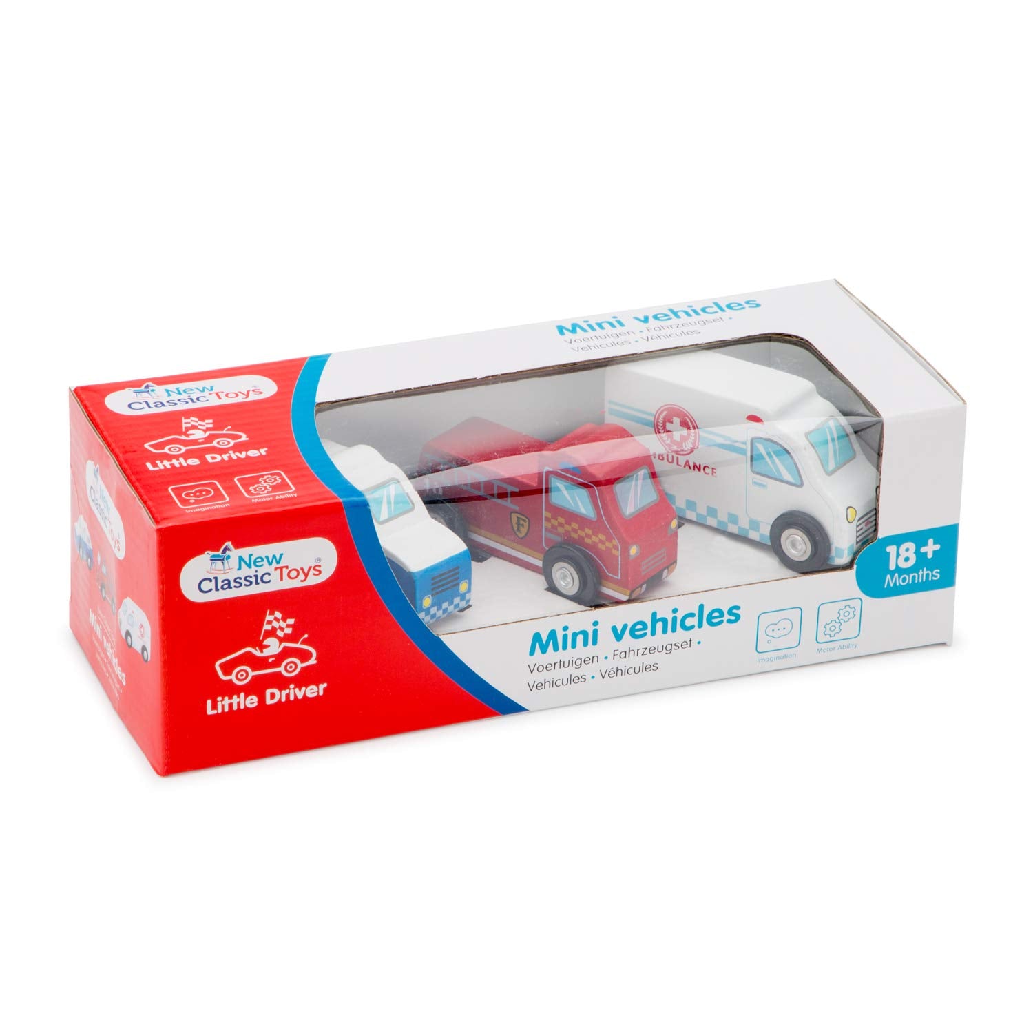 New Classic Toys 11933 Wooden Vehicles Set - Police Car, Fire Truck & Ambulance for Toddlers 12 Months+ 2