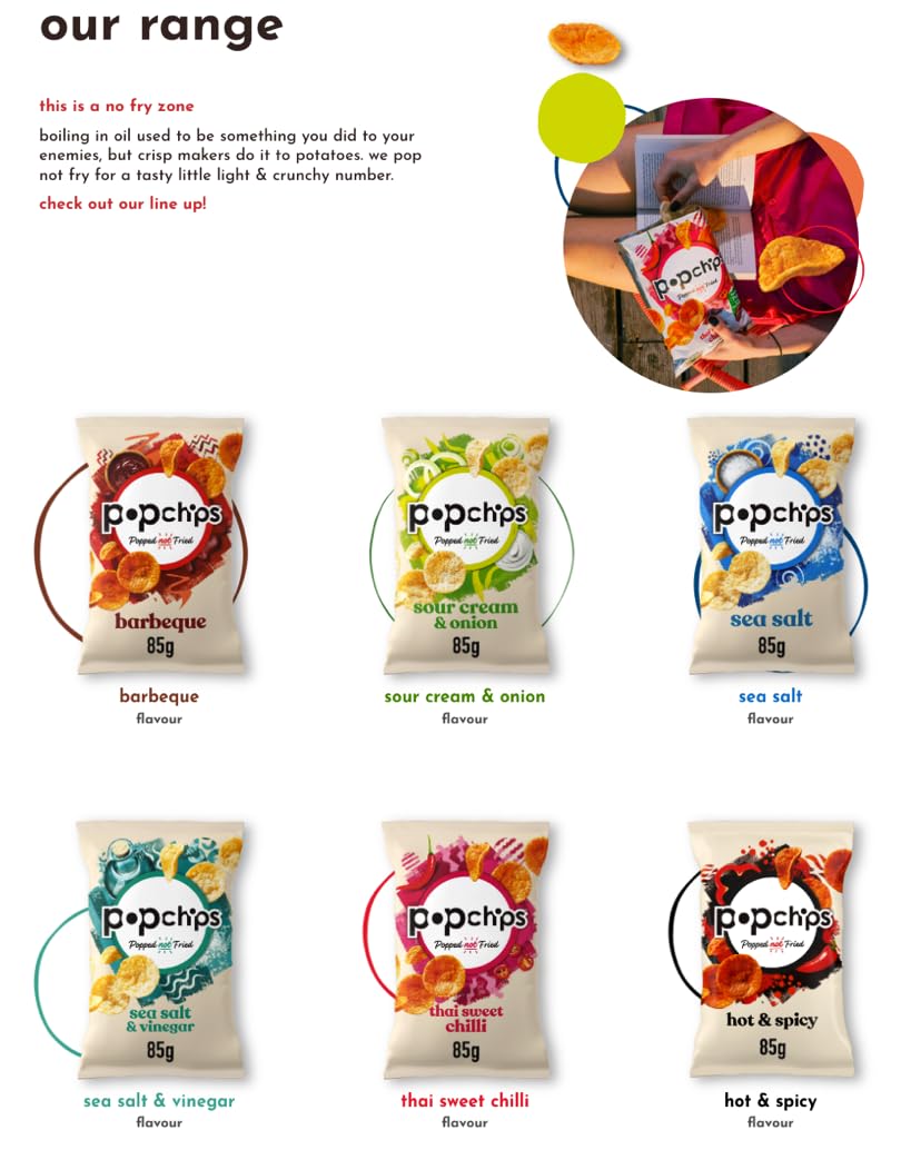 Popchips Sea Salt & Vinegar Popped Potato Snacks - 5 Pack (85g)