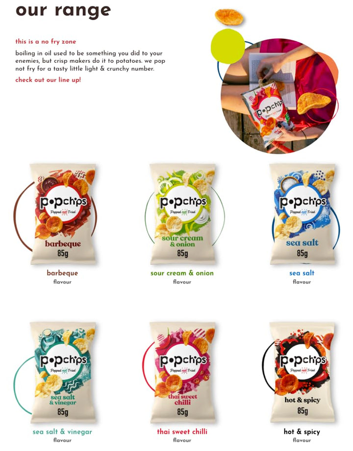 Popchips Sea Salt & Vinegar Popped Potato Snacks - 5 Pack (85g)