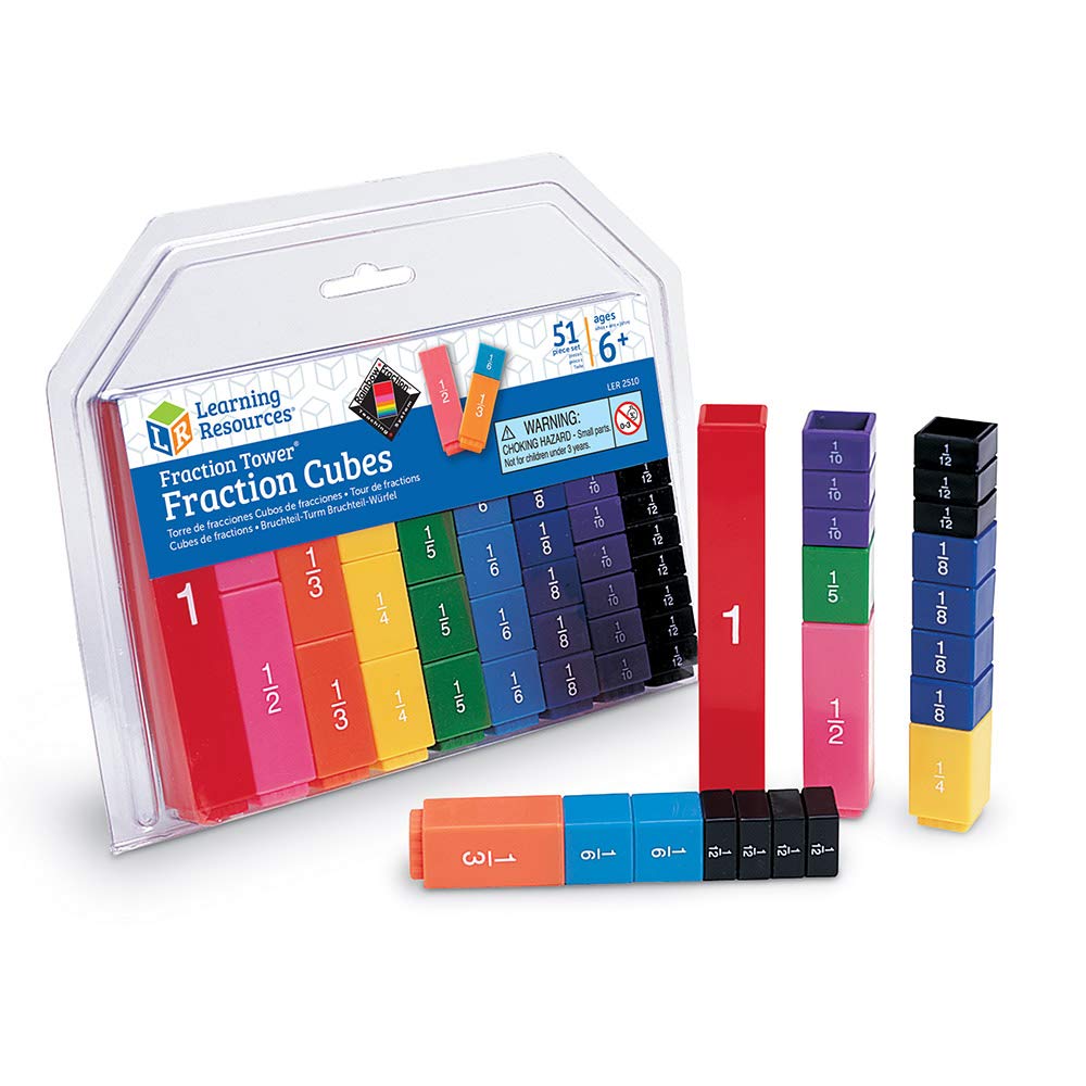 Learning Resources Fraction Tower Cubes - Colour-Coded, Interlocking Math Manipulatives | Ages 6-10 2