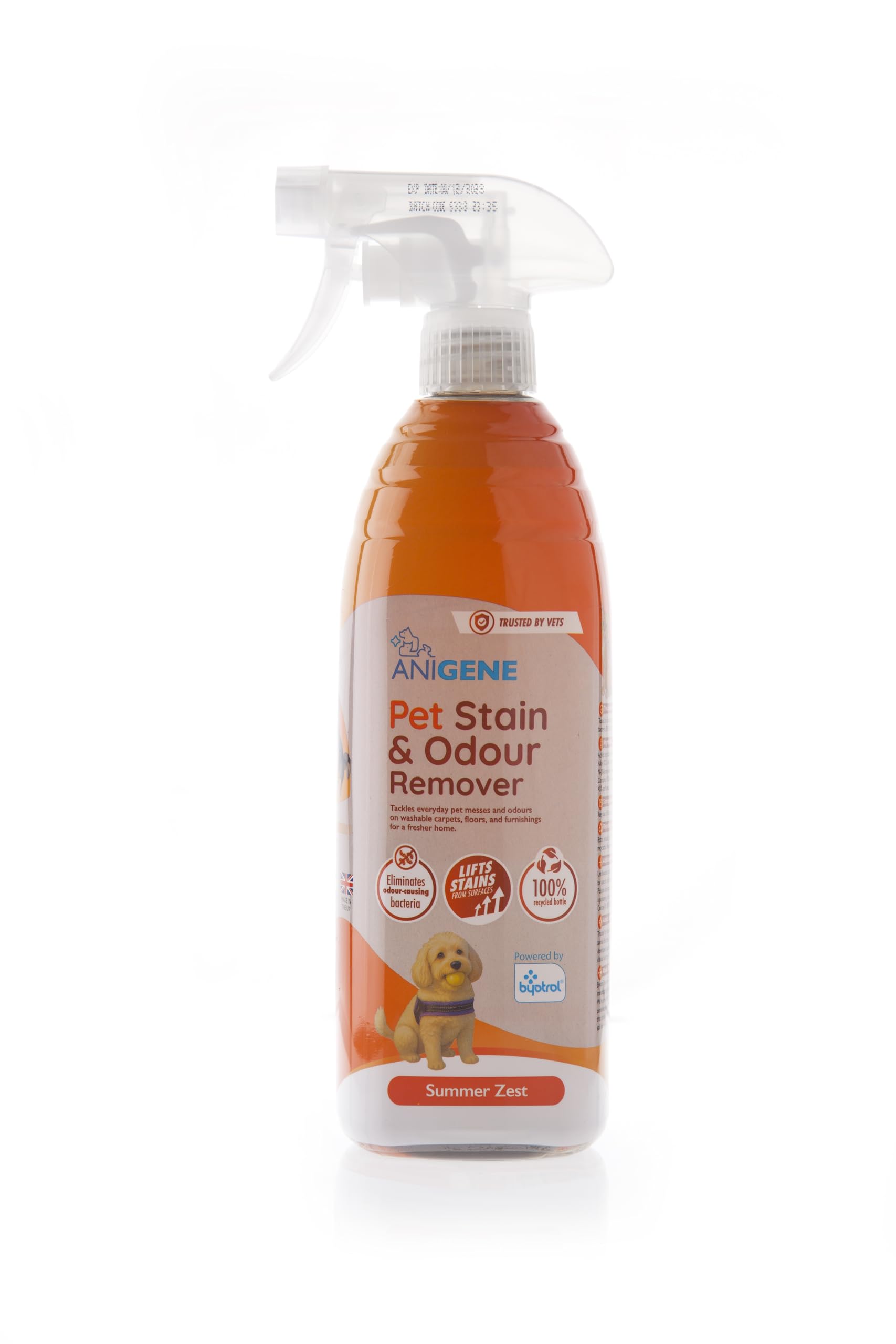 Byotrol ANIGENE Pet Stain & Odour Remover Spray - 750ml Summer Zest | Vet Quality | UK Made