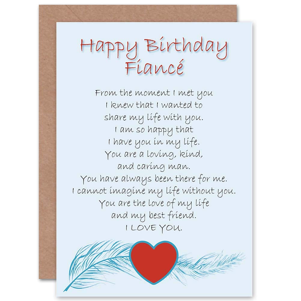 Wee Blue Coo Birthday Fiance Love Poem Greeting Card | 17.5 x 12.5 cm | Blank Inside