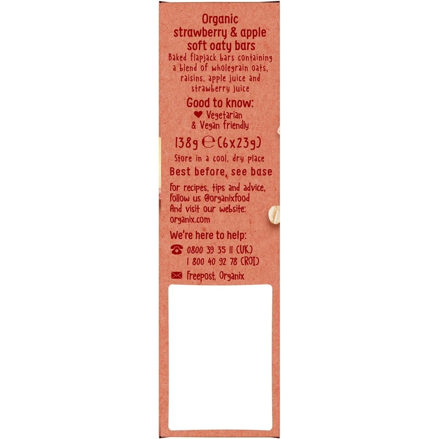 Organix Strawberry & Apple Organic Oaty Snack Bars - 6 Boxes of 6 x 23g 7