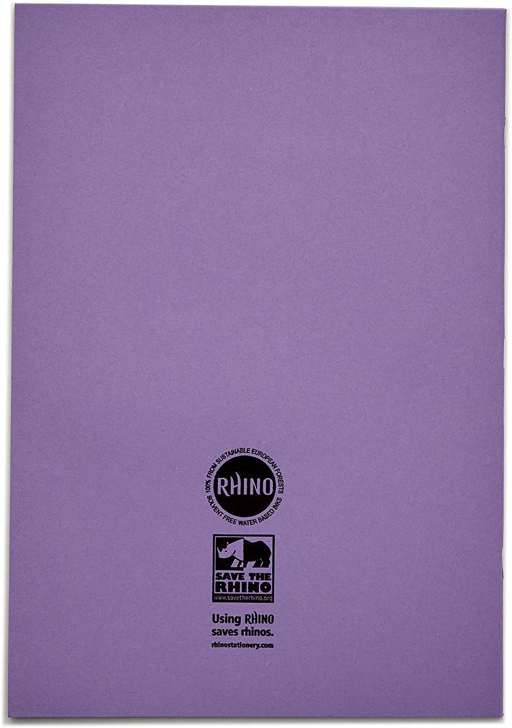 Rhino A4 Exercise Books - 64-Page, 10mm Squared Paper Notebook, 10-Pack, Purple Cover 7