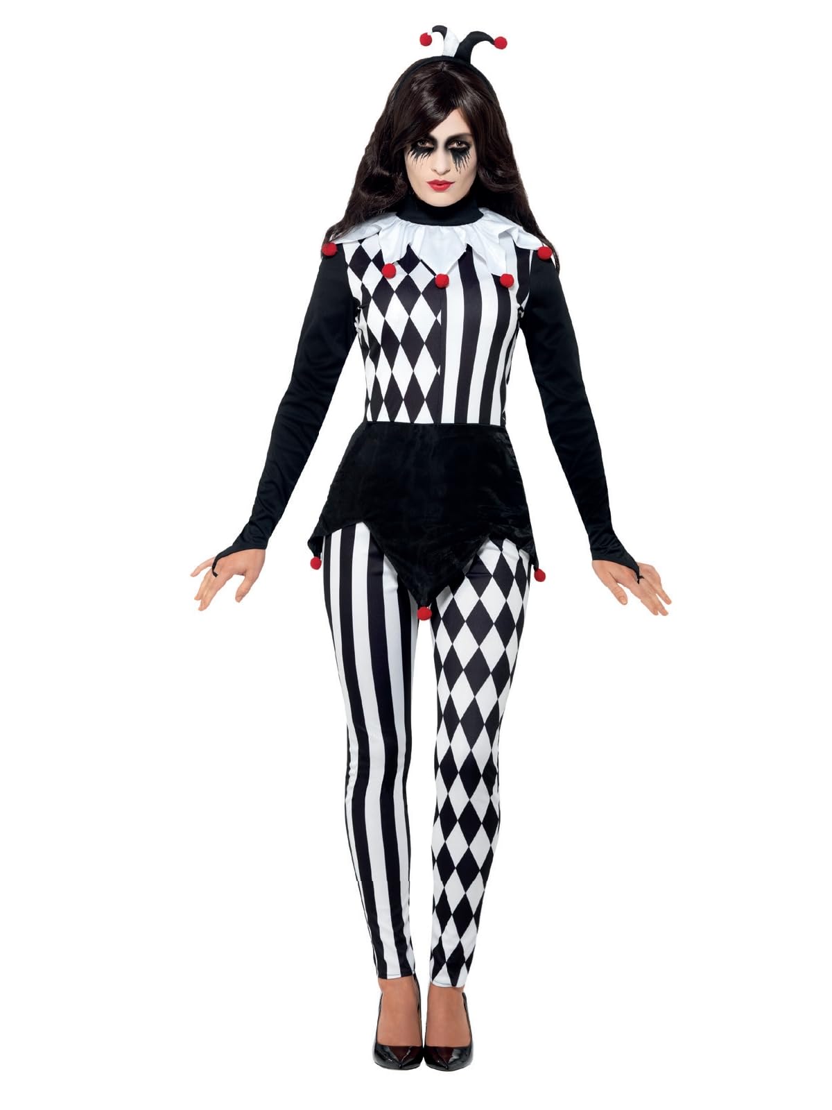 Smiffys Female Jester Costume - Adult Fancy Dress with Top, Leggings & Headband