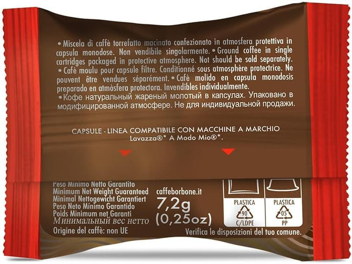 Caffè Borbone Don Carlo Red Blend - 50 Capsules Compatible with Lavazza A Modo Mio Machines