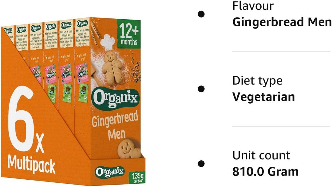 Organix Gingerbread Men Organic Toddler Snack Biscuits 12+ Months 135g