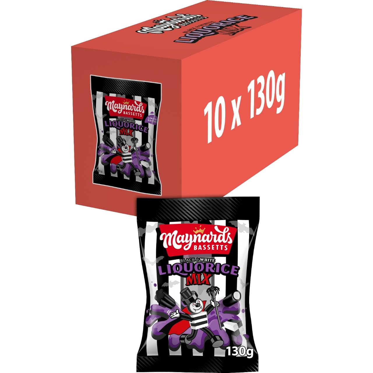 Maynards Bassetts Black & White Liquorice Mix - 10 Pack Halloween Treat Assortment 1