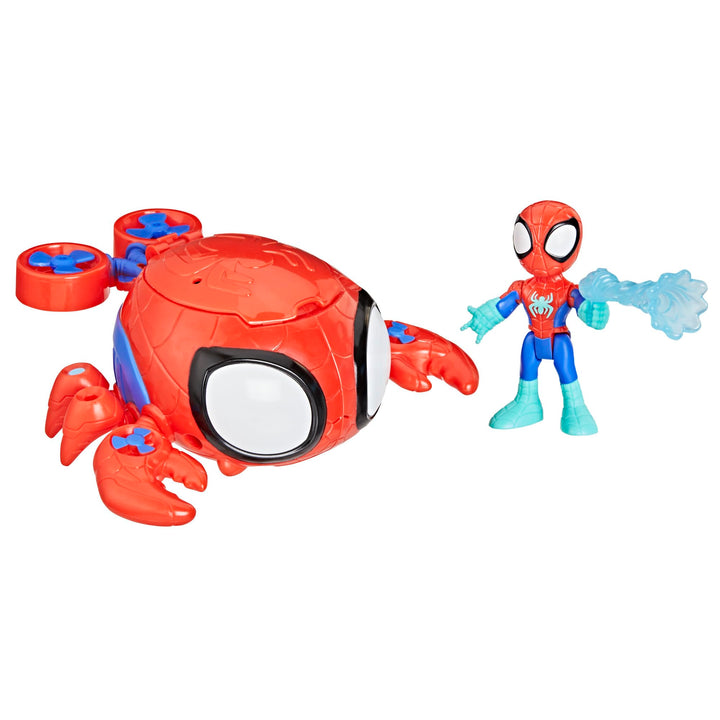 Spidey and His Amazing Friends Water-Webs Spider Crab Submarine Toy - Color-Change Eyes, 3-Inch Vehicle & Action Figure Playset