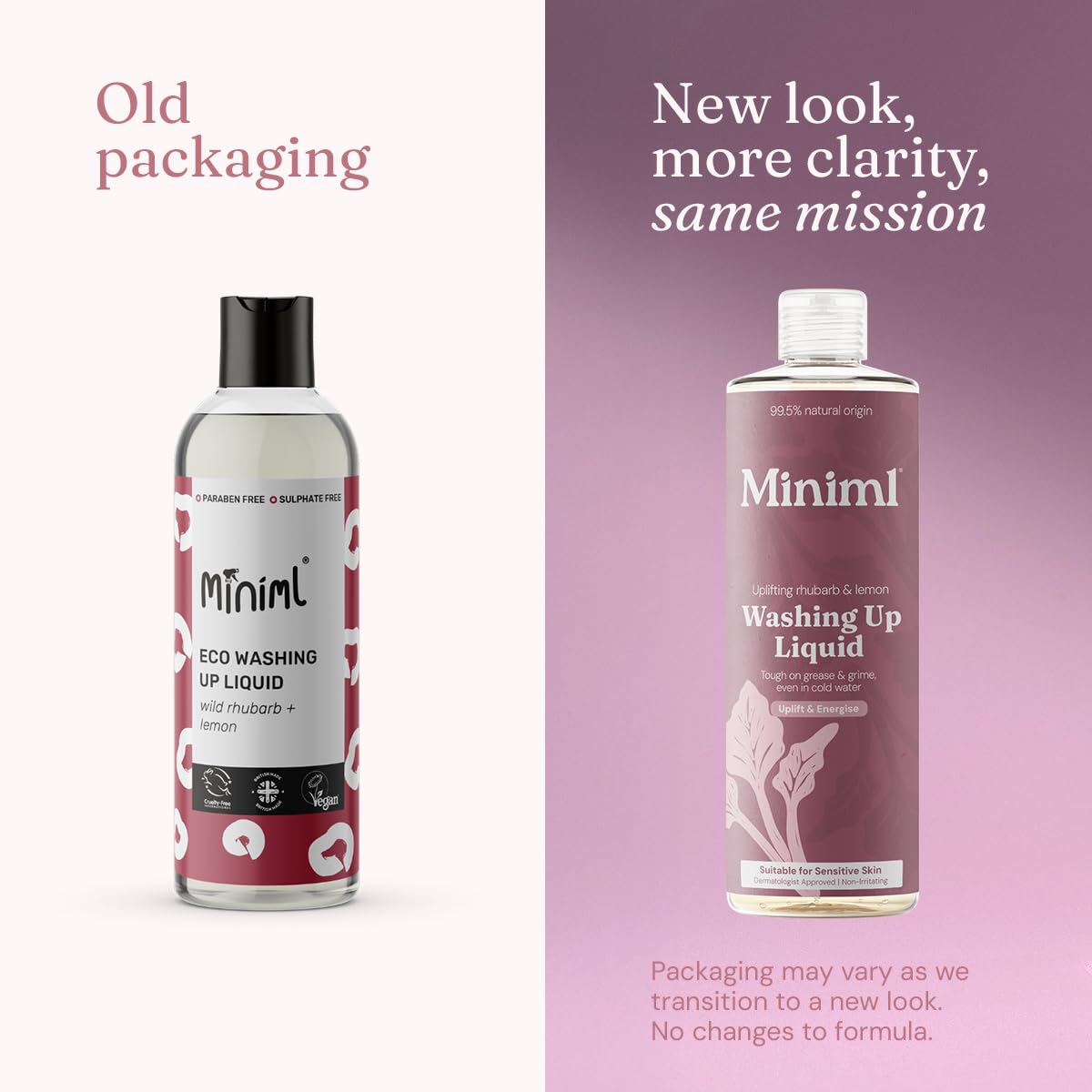 Miniml Washing-Up Liquid - Rhubarb & Lemon Scent | Plant Based Vegan Formula | 400ml 2